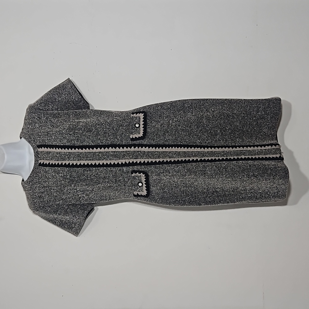 karl lagerfeld black & gray crochet embroidered knit tweed dress